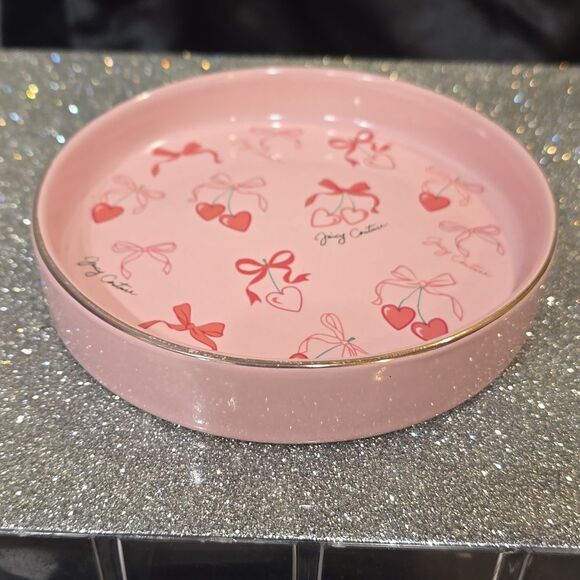 Juicy Couture Home Signature Logo  Heart Cherries & Bows Ceramic Trinket Tray - Picture 4 of 6